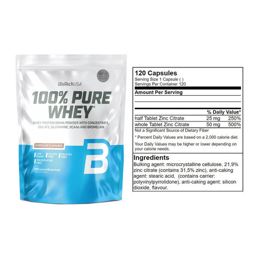 Basis-Set: BioTech 100% Pure Whey + GN Zinc Citrate 120 Tabl. – alle enthaltenen Artikel
