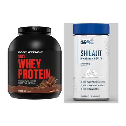 Basis-Set: Body Attack 100% Whey Protein + Applied Nutrition Shilajit – alle enthaltenen Artikel