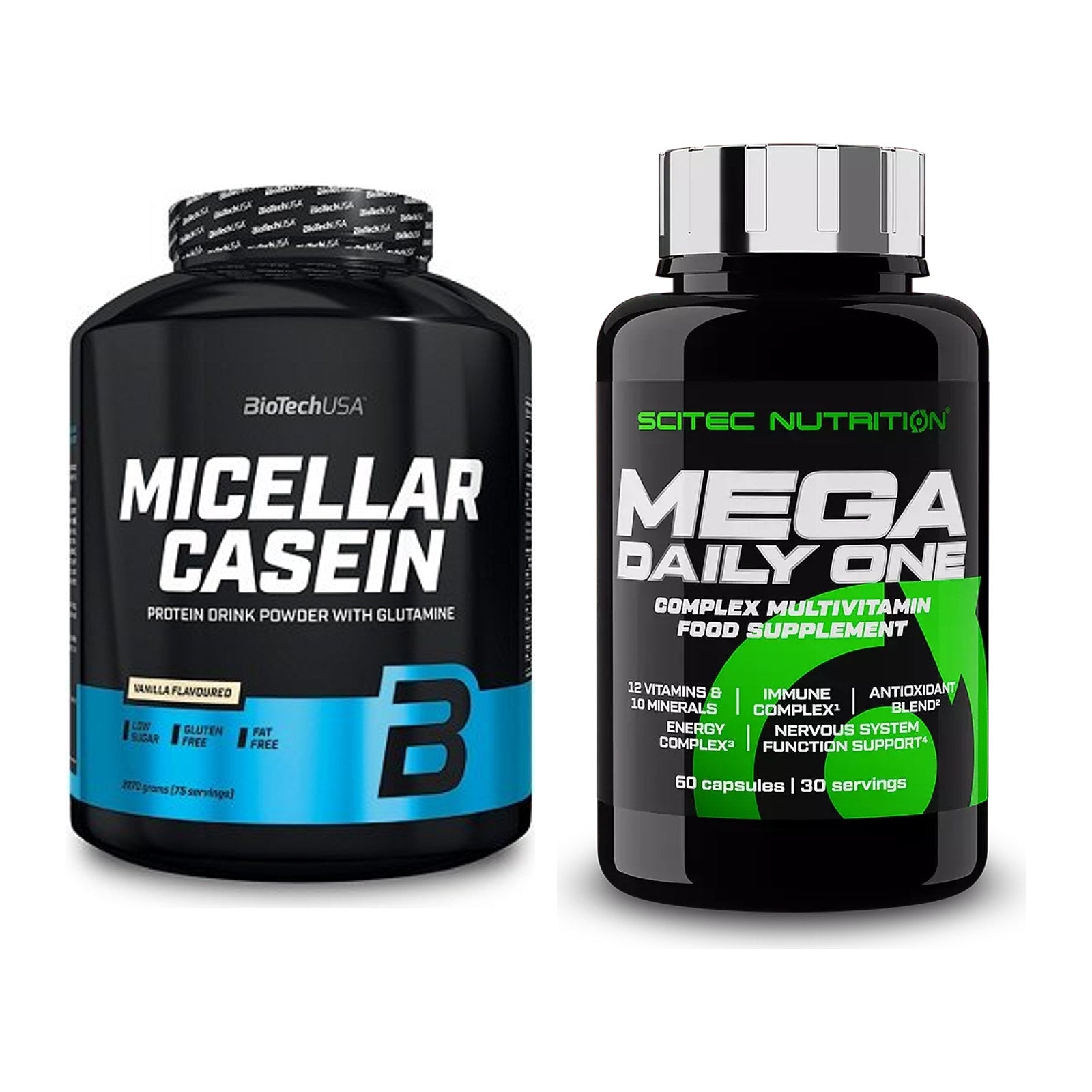 Basis-Set: BioTech Micellar Casein + Scitec Mega Daily One Plus – alle enthaltenen Artikel