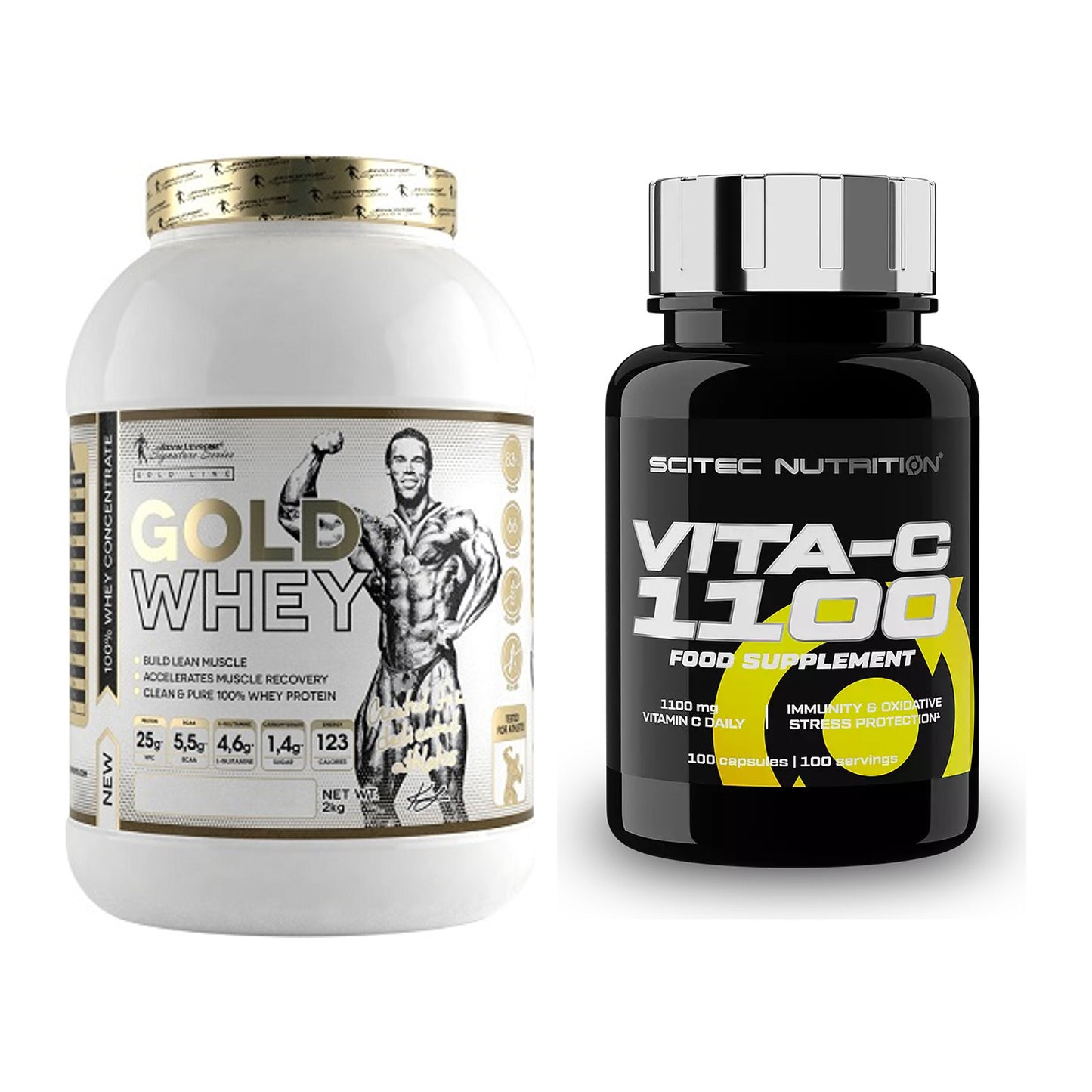 Basis-Set: Kevin Levrone Gold Whey + Scitec Vitamin C 1100 – alle enthaltenen Artikel