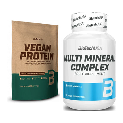 Basis-Set: BioTech Vegan Protein + BioTech Multi Mineral Complex 100 – alle enthaltenen Artikel