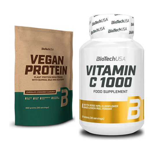 Basis-Set: BioTech Vegan Protein + BioTech Vitamin C 1000 30 Tabl. – alle enthaltenen Artikel