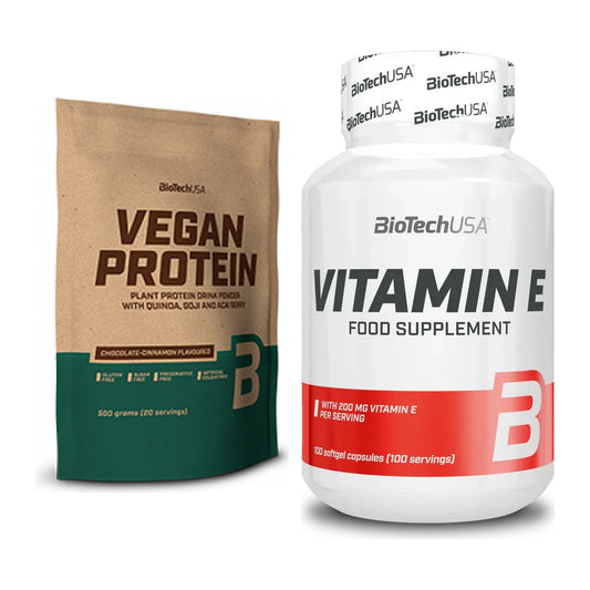 Basis-Set: BioTech Vegan Protein + BioTech Vitamin E 100 Softgelcaps – alle enthaltenen Artikel