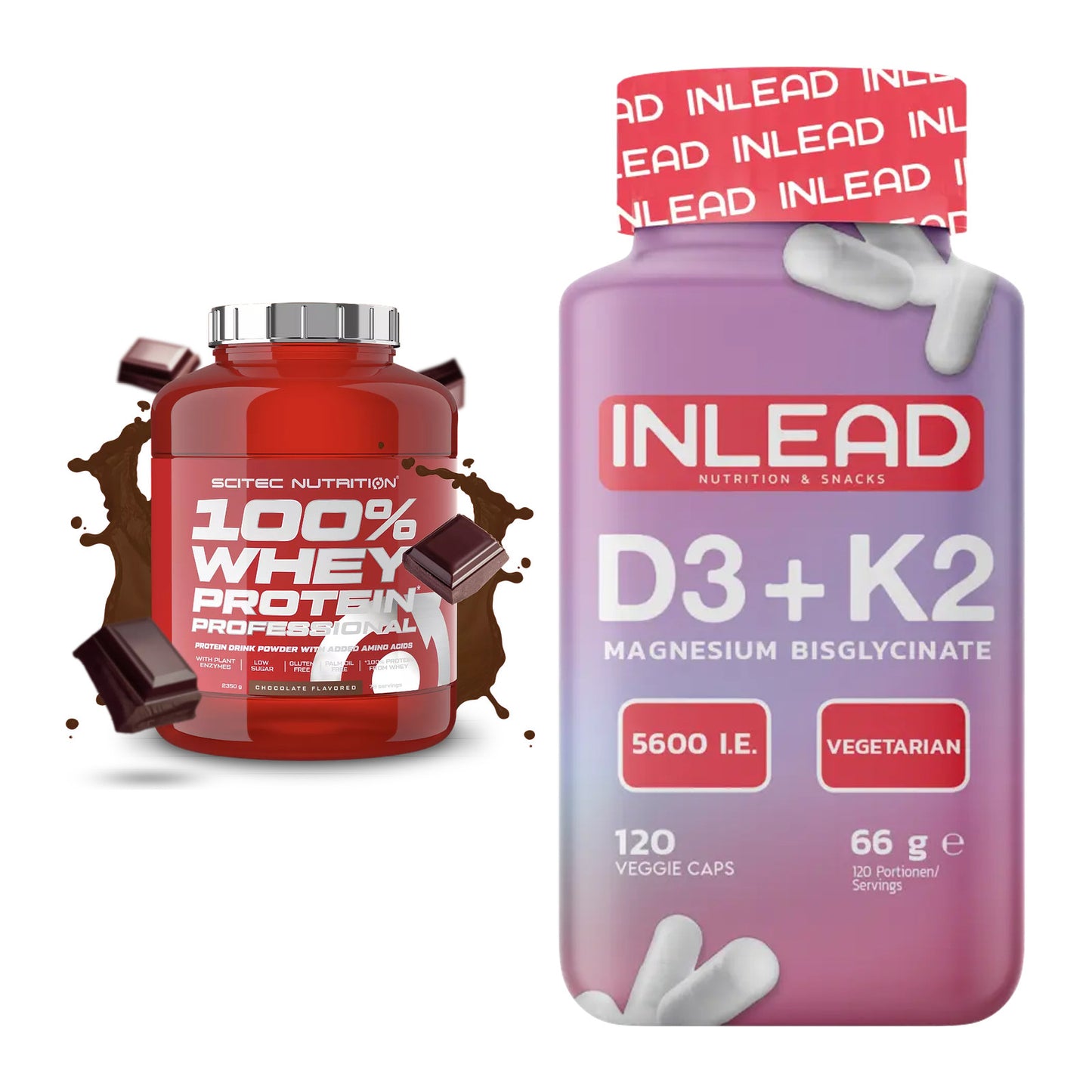 Basis-Set: Scitec 100% Whey + INLEAD Vitamin D3 + K2 – alle enthaltenen Artikel