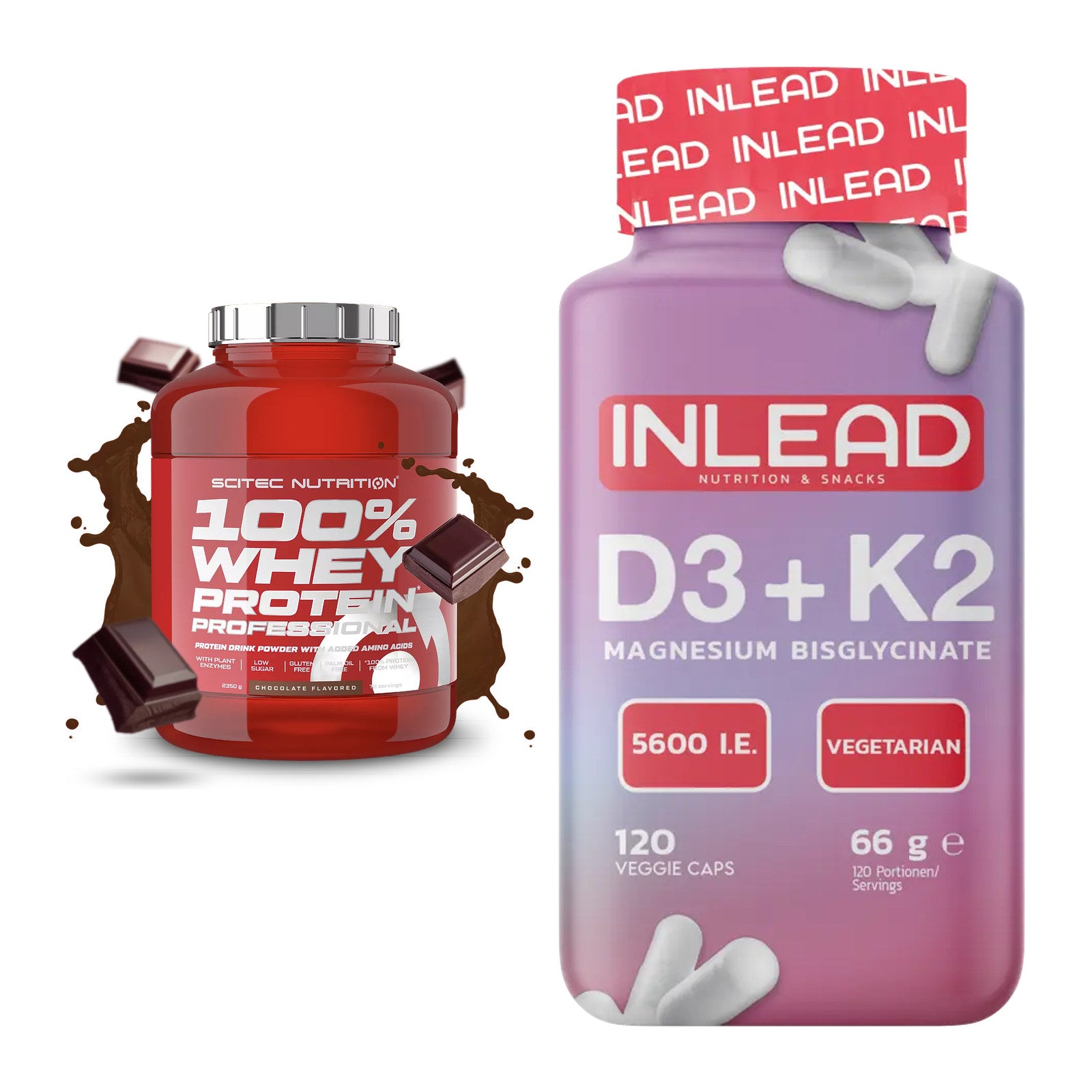 Basis-Set: Scitec 100% Whey + INLEAD Vitamin D3 + K2 – alle enthaltenen Artikel