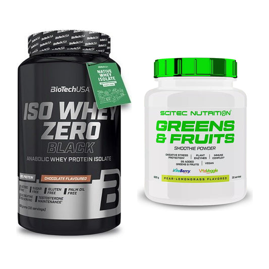 Basis-Set: BioTech Iso Whey Zero Black + Scitec Greens & Fruits – alle enthaltenen Artikel