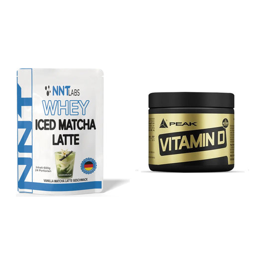 Basis-Set: NNT Whey ICED MATCHA LATTE + Peak Vitamin D 180 Tabl. – alle enthaltenen Artikel
