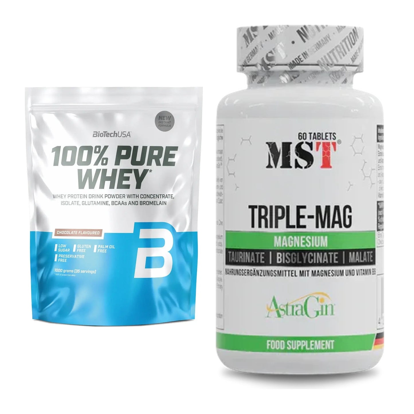 Basis-Set: BioTech 100% Pure Whey + MST Tripple Mag – alle enthaltenen Artikel
