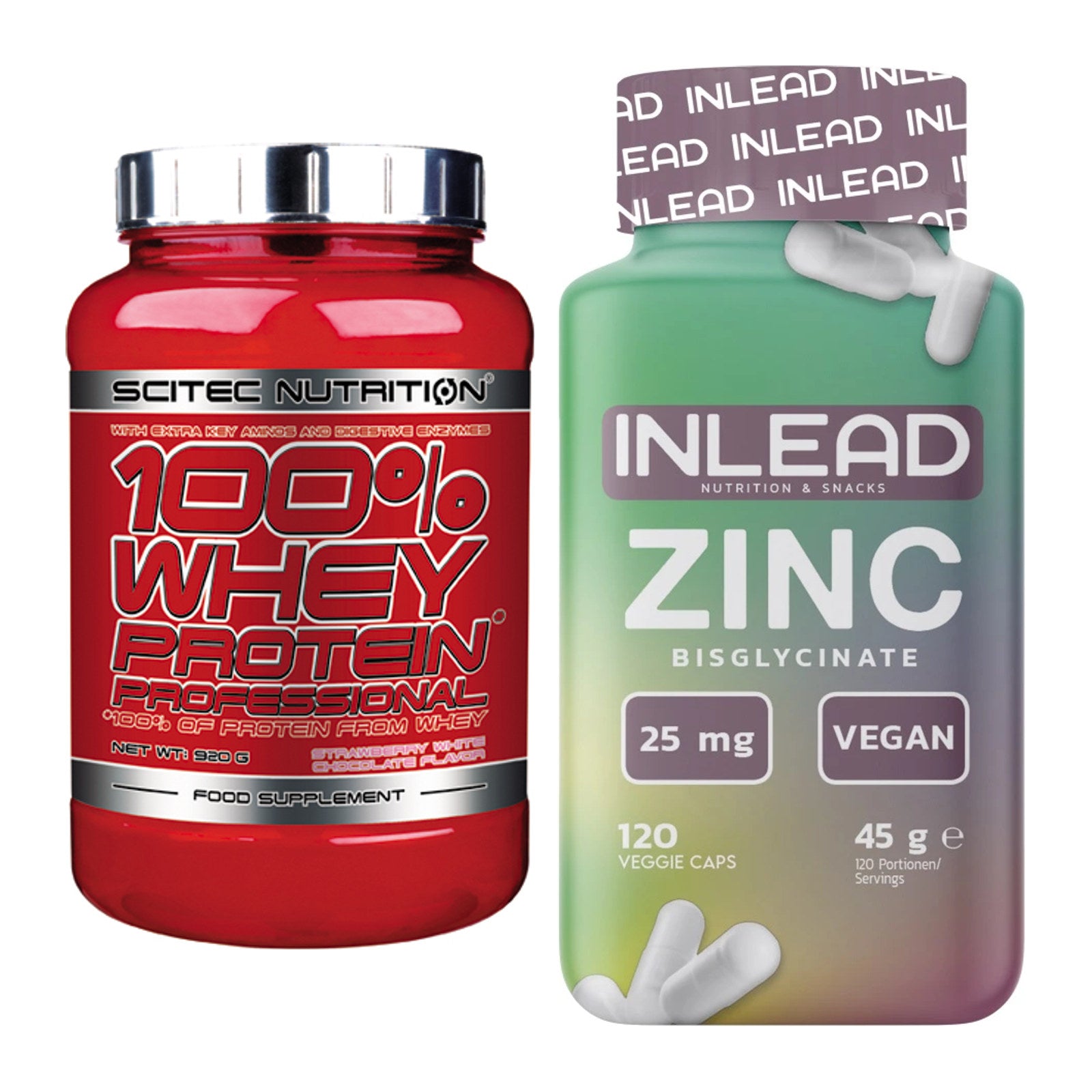 Basis-Set: Scitec 100% Whey Professional + INLEAD Zink Bisglycinate – alle enthaltenen Artikel