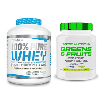 Basis-Set: BioTech 100% Pure Whey + Scitec Greens & Fruits – alle enthaltenen Artikel