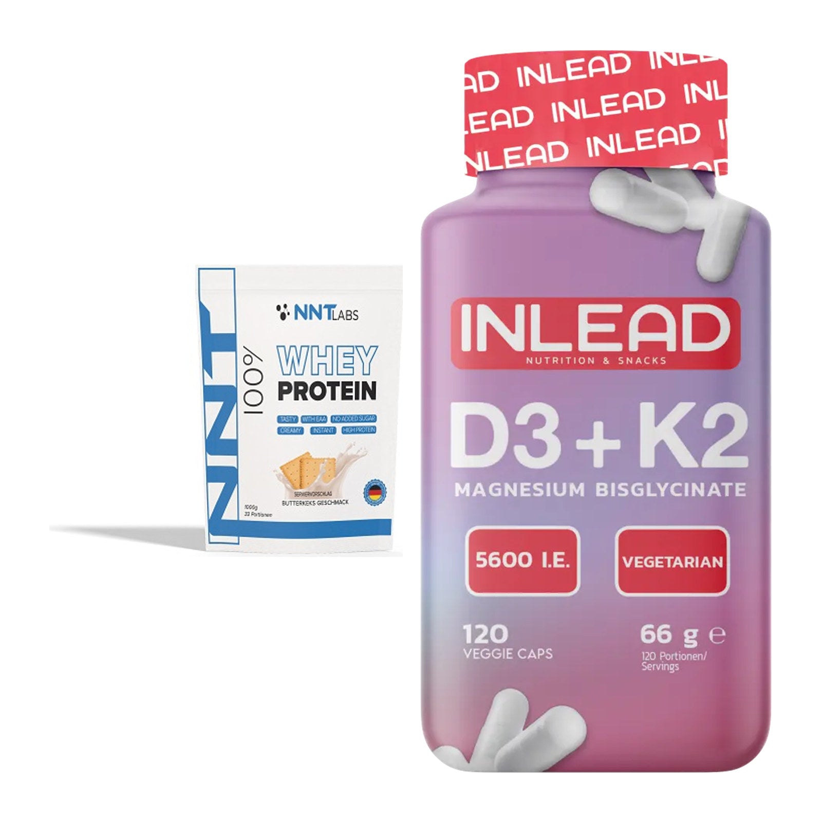 Basis-Set: NNT Whey + INLEAD Vitamin D3 + K2 + Magnesium – alle enthaltenen Artikel