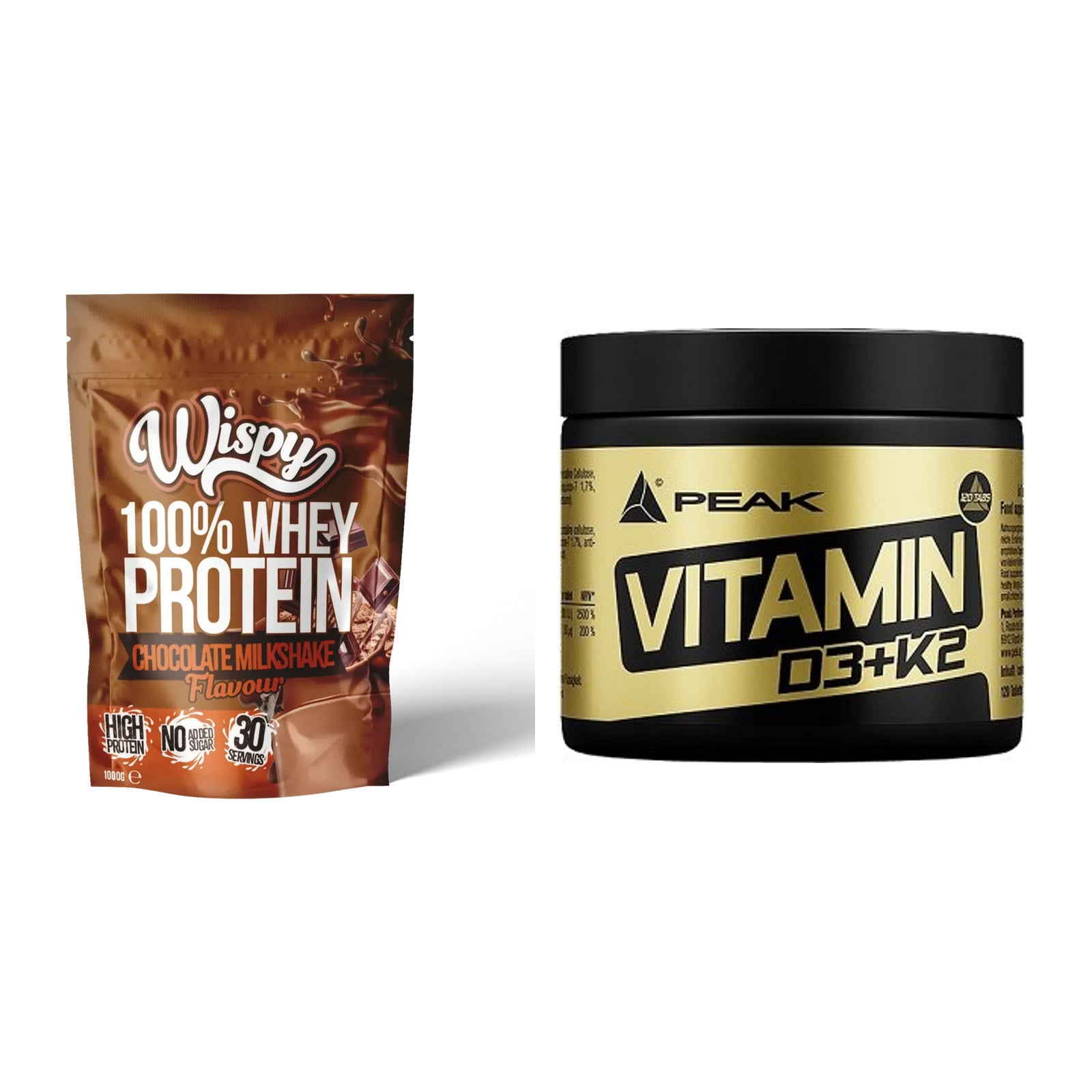 Basis-Set: Wispy Whey 100% + Peak Vitamin D3+K2 120 Tabl. – alle enthaltenen Artikel