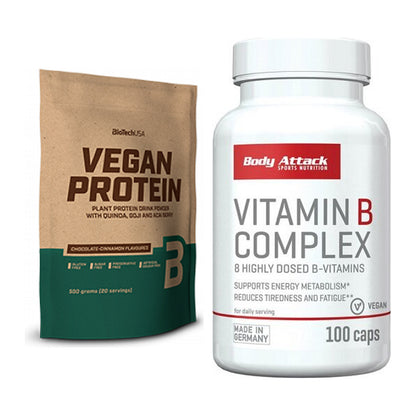 Basis-Set: BioTech Vegan Protein + Body Attack Vitamin B-Complex – alle enthaltenen Artikel