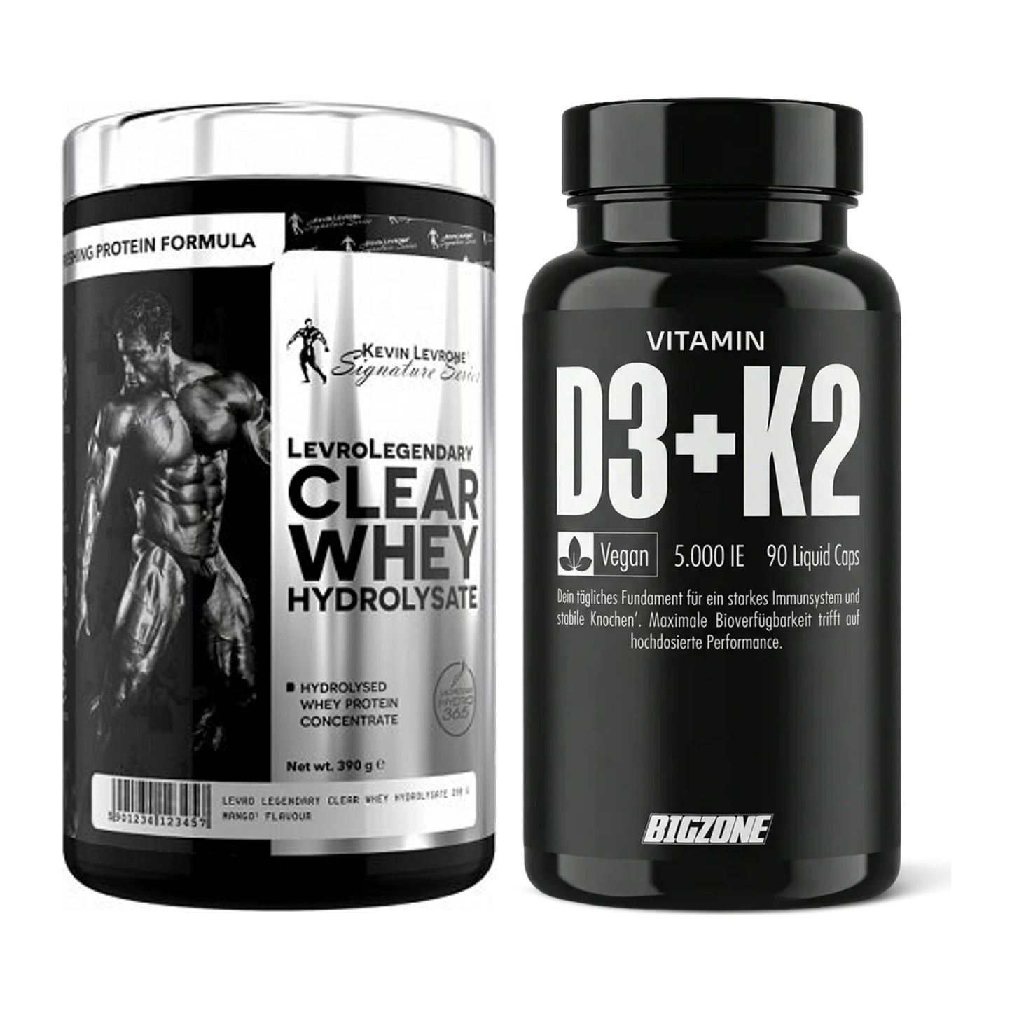 Basis-Set: Kevin Levrone Clear Whey + Big Zone Vitamin D3 + K2 – alle enthaltenen Artikel