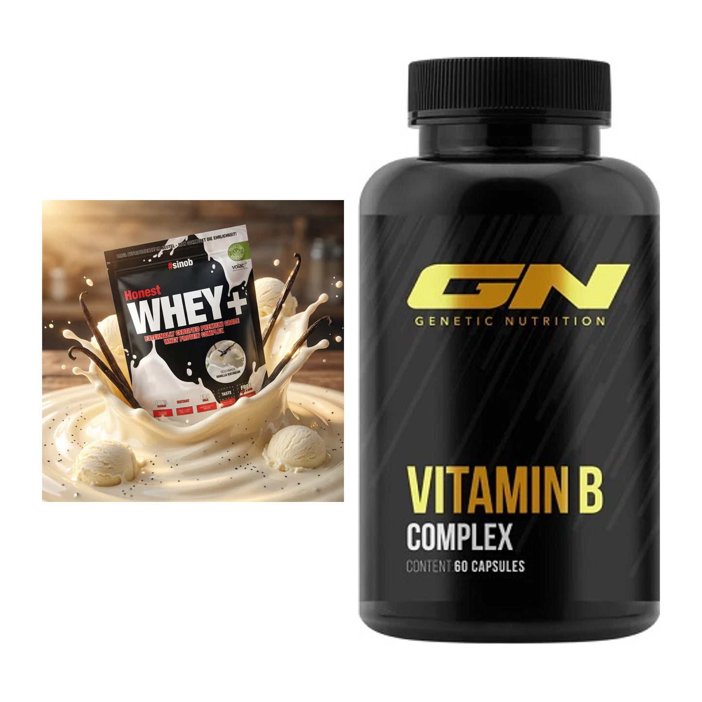 Basis-Set: Sinob Honest Whey+ + GN Vitamin B-Complex – alle enthaltenen Artikel