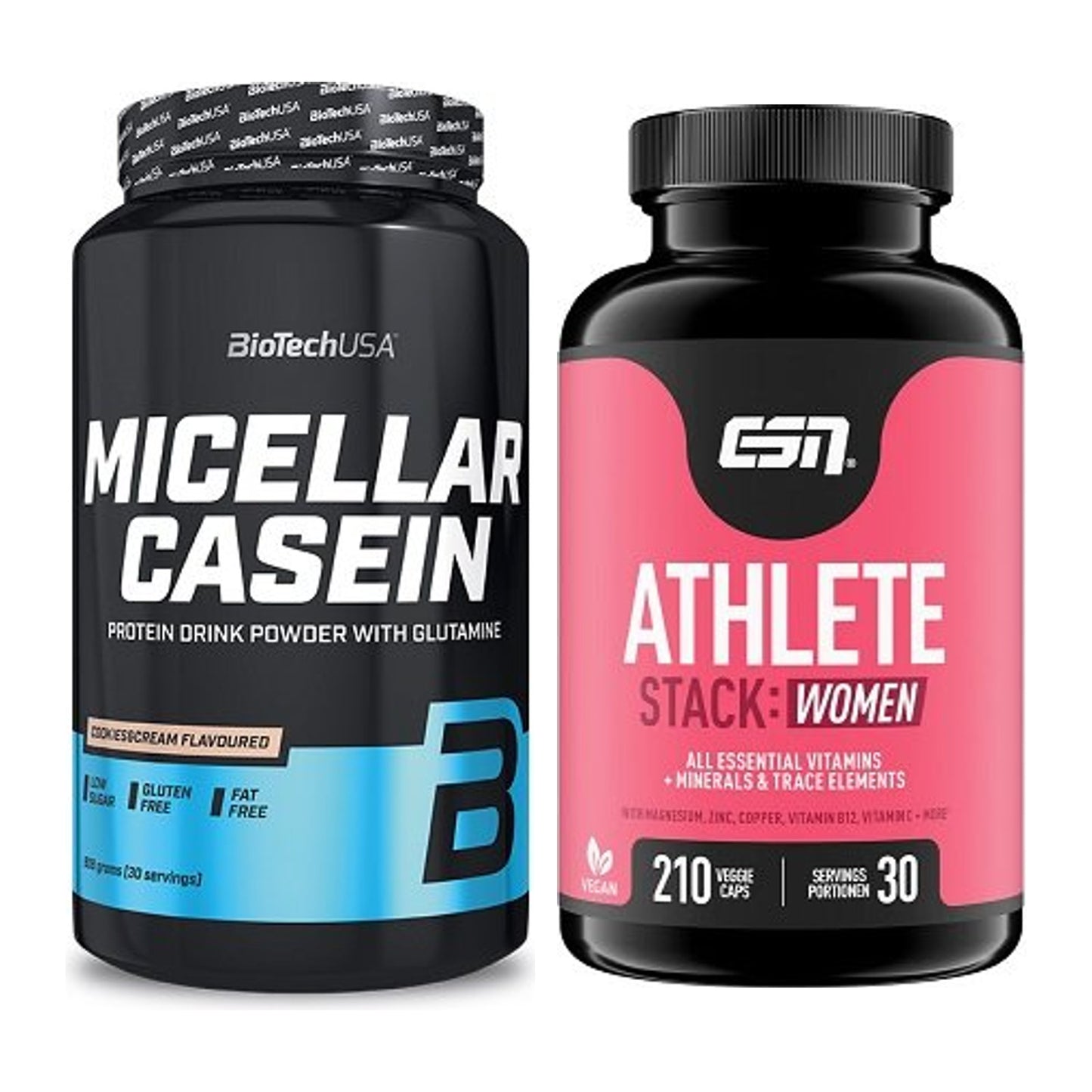 Basis-Set: BioTech Micellar Casein + ESN Athlete Stack:WOMEN – alle enthaltenen Artikel