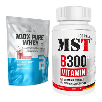 Basis-Set: BioTech 100% Pure Whey + MST B300 B-Complex 100 Pills – alle enthaltenen Artikel