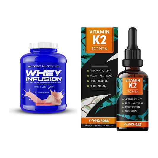 Basis-Set: Scitec Whey Infusion + ProFuel Vitamin K2 (1800 Tropfen) – alle enthaltenen Artikel