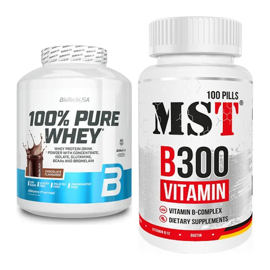 Basis-Set: BioTech 100% Pure Whey + MST B300 B-Complex 100 Pills – alle enthaltenen Artikel