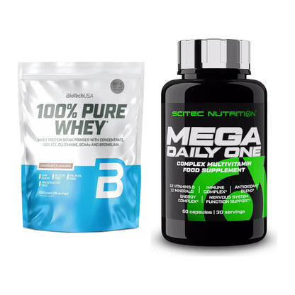 Basis-Set: BioTech 100% Pure Whey + Scitec Mega Daily One Plus – alle enthaltenen Artikel