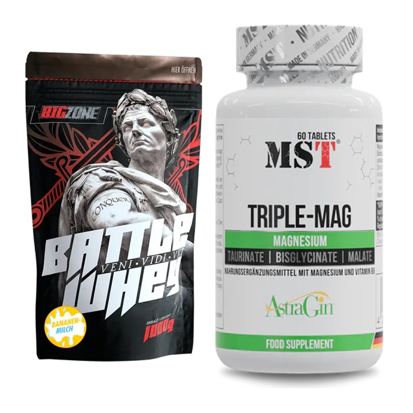 Basis-Set: Big Zone Battle Whey + MST Tripple Mag – alle enthaltenen Artikel