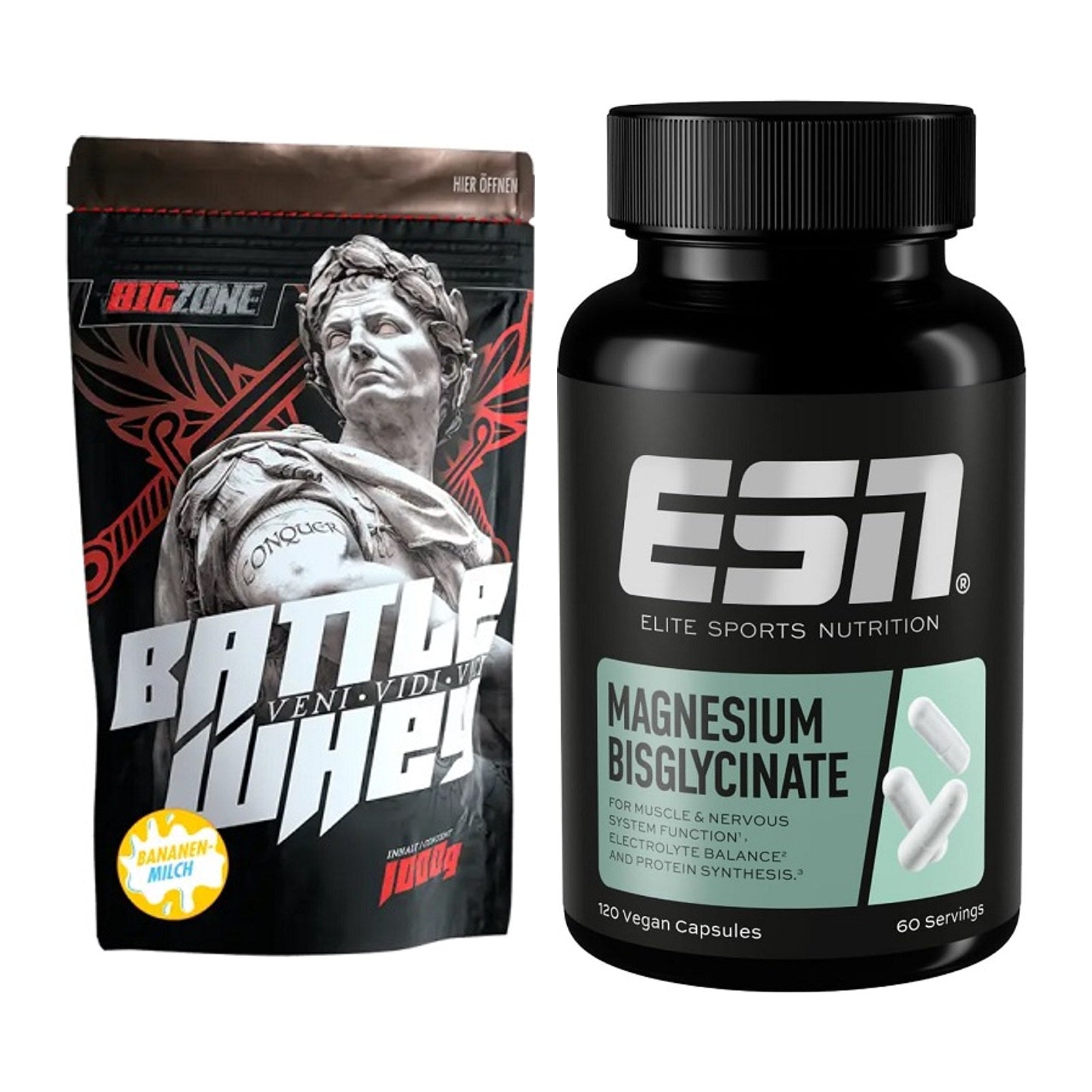 Basis-Set: Big Zone Battle Whey + ESN Magnesium Bisglycinat – alle enthaltenen Artikel