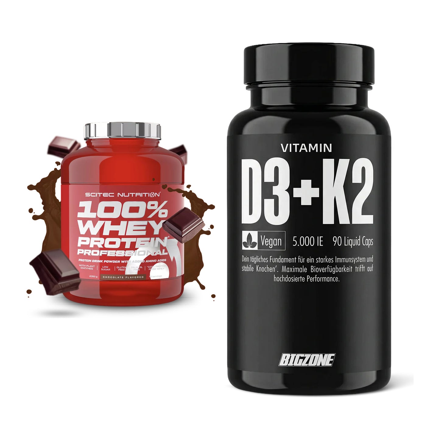 Basis-Set: Scitec 100% Whey Professional + Big Zone Vitamin D3 + K2 – alle enthaltenen Artikel