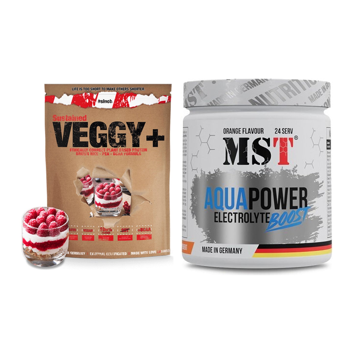 Basis-Set: Sinob VEGGY + VEGAN PROTEIN + MST Aqua Power Electrolyte – alle enthaltenen Artikel