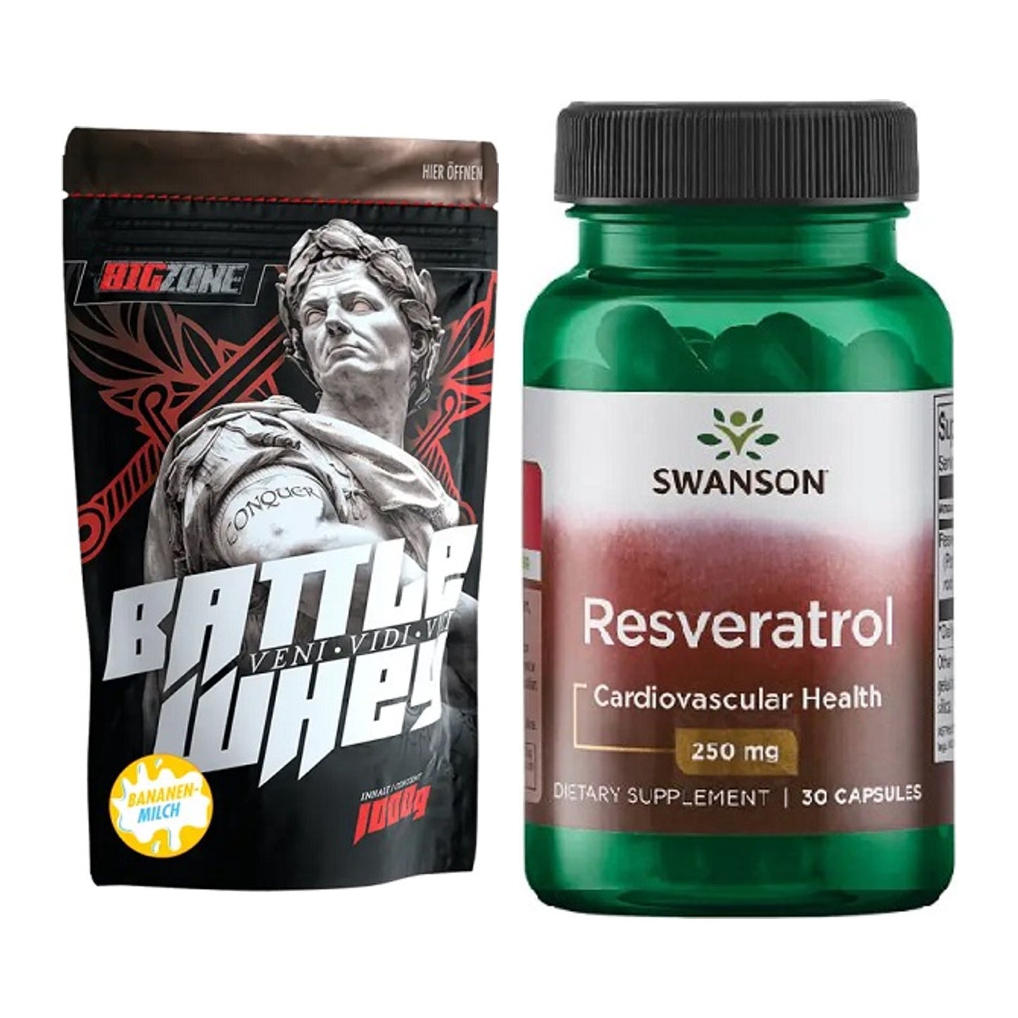 Basis-Set: Big Zone Battle Whey + Swanson Resveratrol – alle enthaltenen Artikel