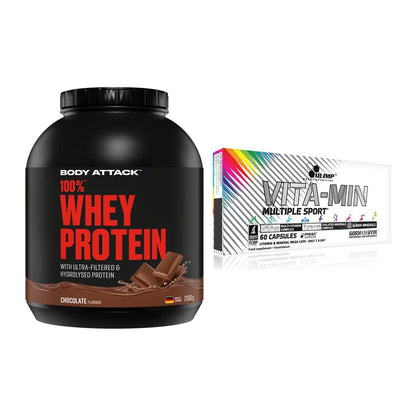 Basis-Set: Body Attack 100% Whey + Olimp Vita-Min Multiple – alle enthaltenen Artikel