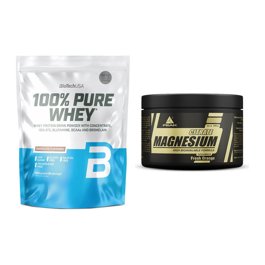 Basis-Set: BioTech 100% Pure Whey + Peak Magnesium Citrat – alle enthaltenen Artikel
