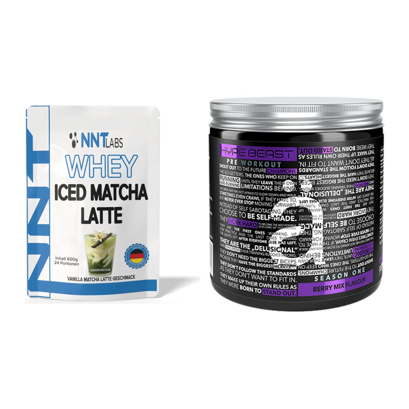 Basis-Set: NNT Whey ICED MATCHA LATTE + Nanosupps Hype Beast – alle enthaltenen Artikel