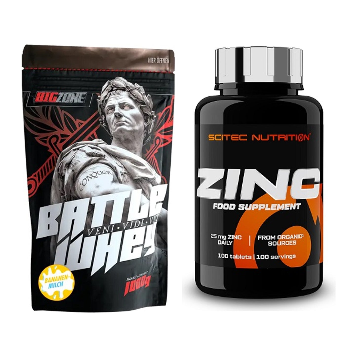 Basis-Set: Big Zone Battle Whey + Scitec Zinc – alle enthaltenen Artikel