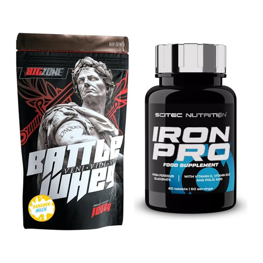 Basis-Set: Big Zone Battle Whey + Scitec Iron Pro – alle enthaltenen Artikel