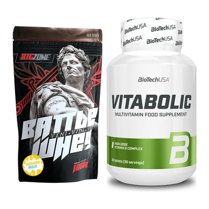 Basis-Set: Big Zone Battle Whey + BioTech Vitabolic 30 Tabl. – alle enthaltenen Artikel