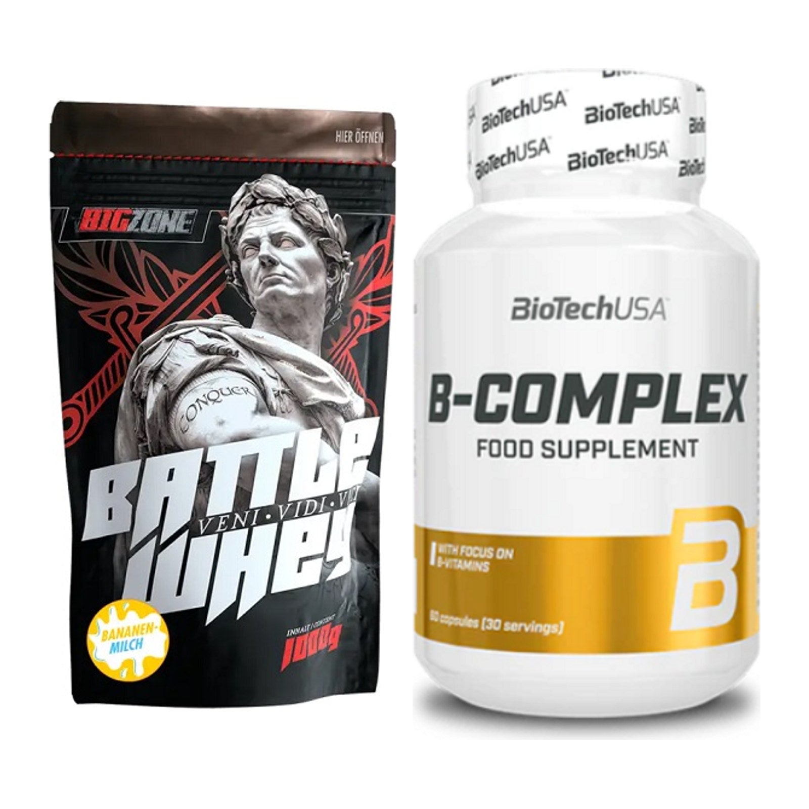 Basis-Set: Big Zone Battle Whey + BioTech B Complex 60 Tabl. – alle enthaltenen Artikel
