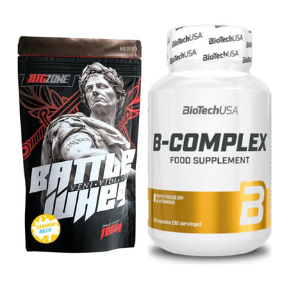 Basis-Set: Big Zone Battle Whey + BioTech B Complex 60 Tabl. – alle enthaltenen Artikel