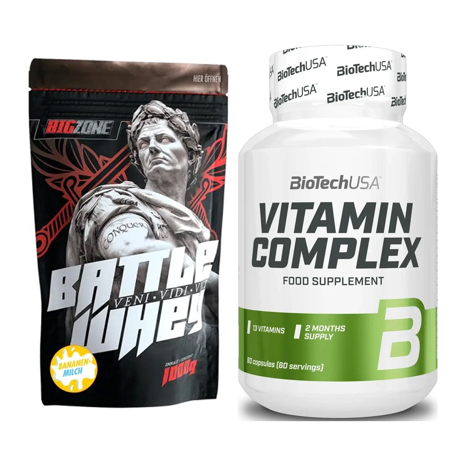 Basis-Set: Big Zone Battle Whey + BioTech Vitamin Complex – alle enthaltenen Artikel