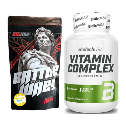 Basis-Set: Big Zone Battle Whey + BioTech Vitamin Complex – alle enthaltenen Artikel
