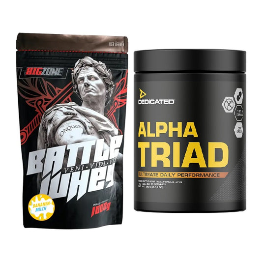Basis-Set: Big Zone Battle Whey + Dedicated Alpha Triad 180 Tabl. – alle enthaltenen Artikel