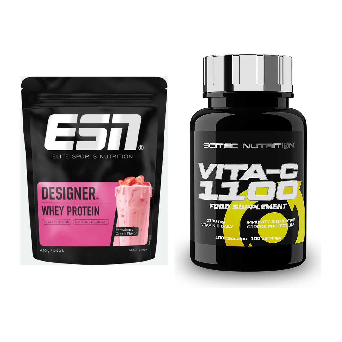 Basis-Set: ESN Designer Whey + Scitec Vitamin C 1100 – alle enthaltenen Artikel