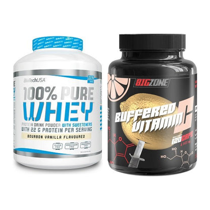 Basis-Set: BioTech 100% Pure Whey + Big Zone Buffered Vitamin C – alle enthaltenen Artikel