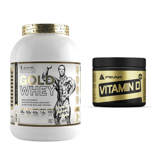 Basis-Set: Kevin Levrone Gold Whey + Peak Vitamin D 180 Tabl. – alle enthaltenen Artikel