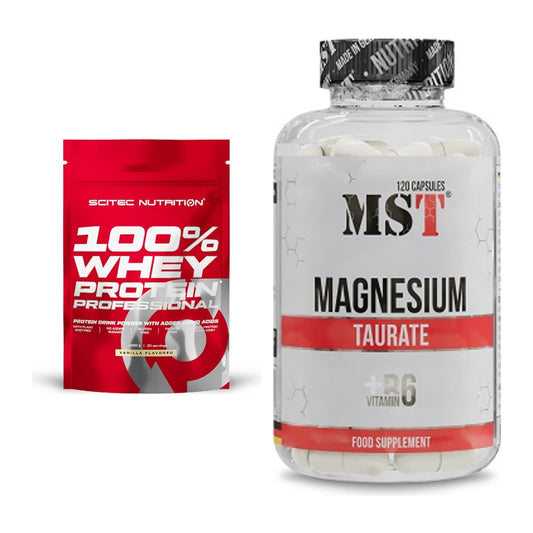Basis-Set: Scitec 100% Whey Protein + MST Magnesium Taurat – alle enthaltenen Artikel