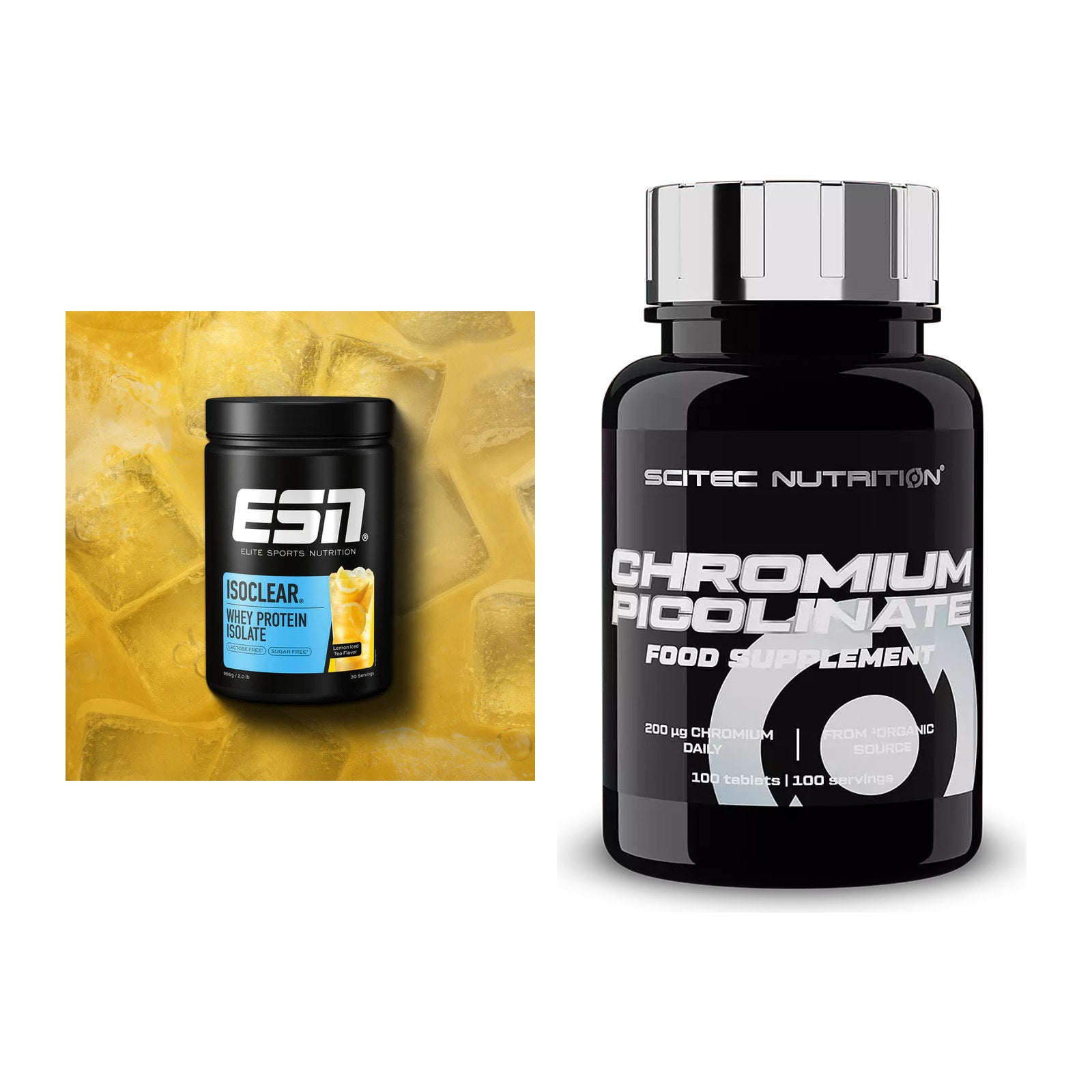 Basis-Set: ESN ISOCLEAR Whey Isolate + Scitec Chromium Picolinate – alle enthaltenen Artikel