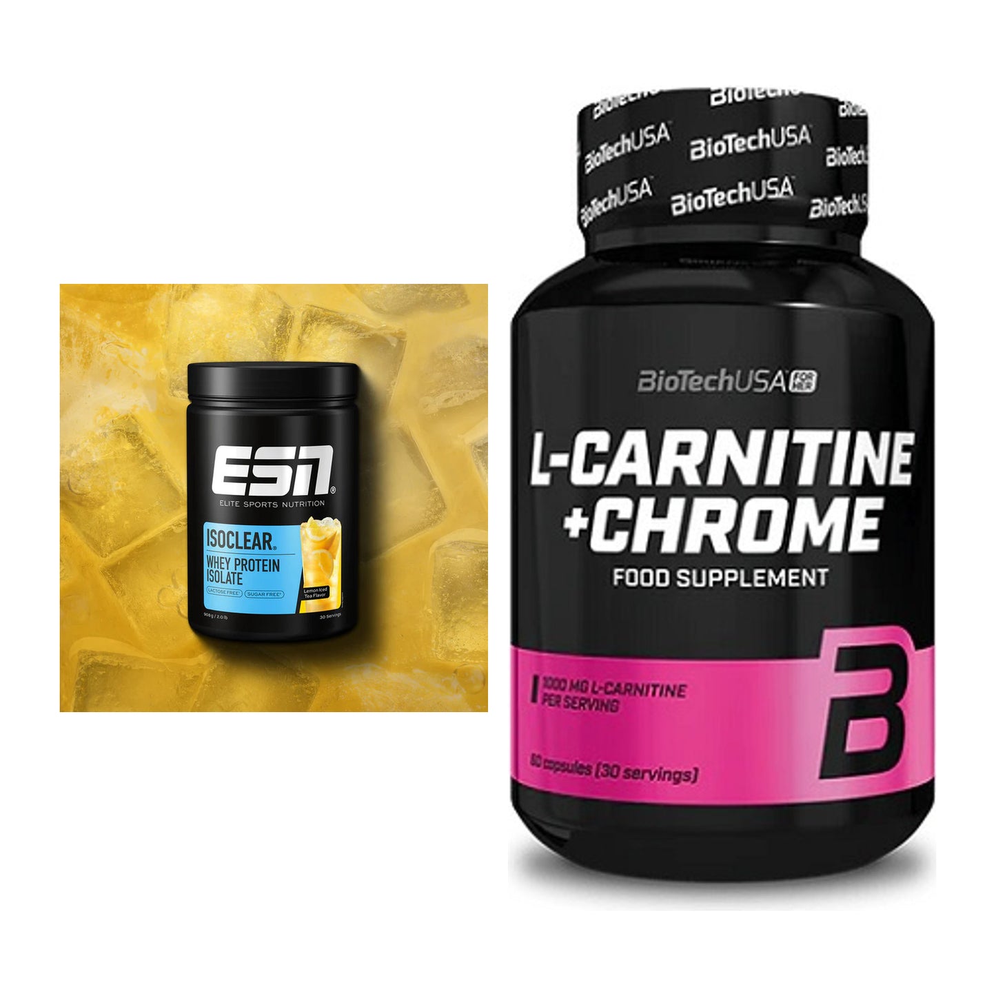 Basis-Set: ESN ISOCLEAR Whey Isolate + BioTech L-Carnitine + Chrome – alle enthaltenen Artikel