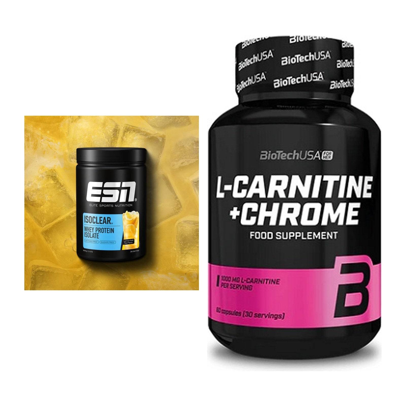 Basis-Set: ESN ISOCLEAR Whey Isolate + BioTech L-Carnitine + Chrome – alle enthaltenen Artikel