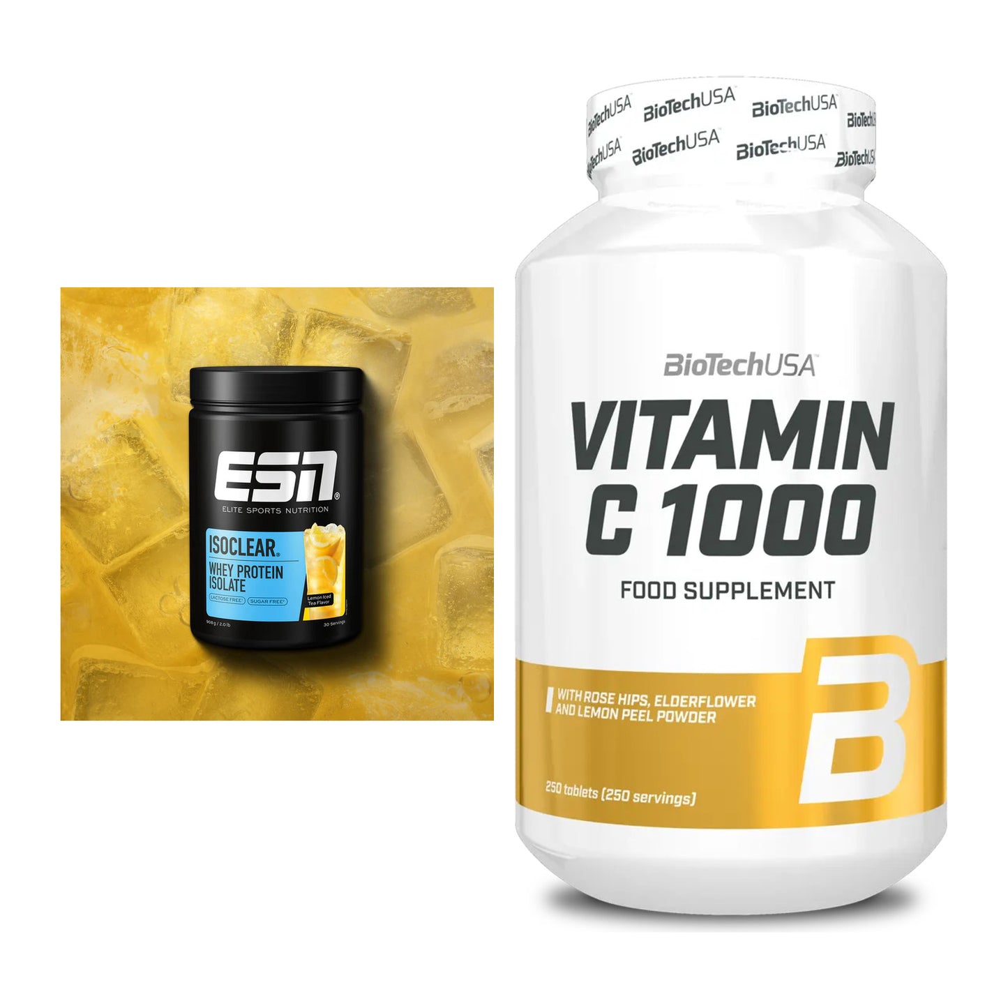 Basis-Set: ESN ISOCLEAR Whey Isolate + BioTech Vitamin C 1000 250 – alle enthaltenen Artikel