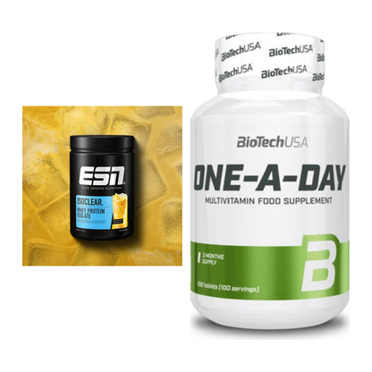 Basis-Set: ESN ISOCLEAR Whey Isolate + BioTech One A Day 100 Tabl. – alle enthaltenen Artikel