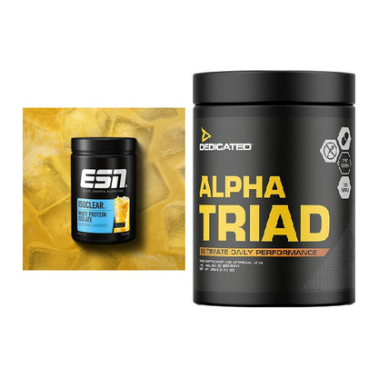Basis-Set: ESN ISOCLEAR Whey Isolate + Dedicated Alpha Triad 180 Tabl. – alle enthaltenen Artikel